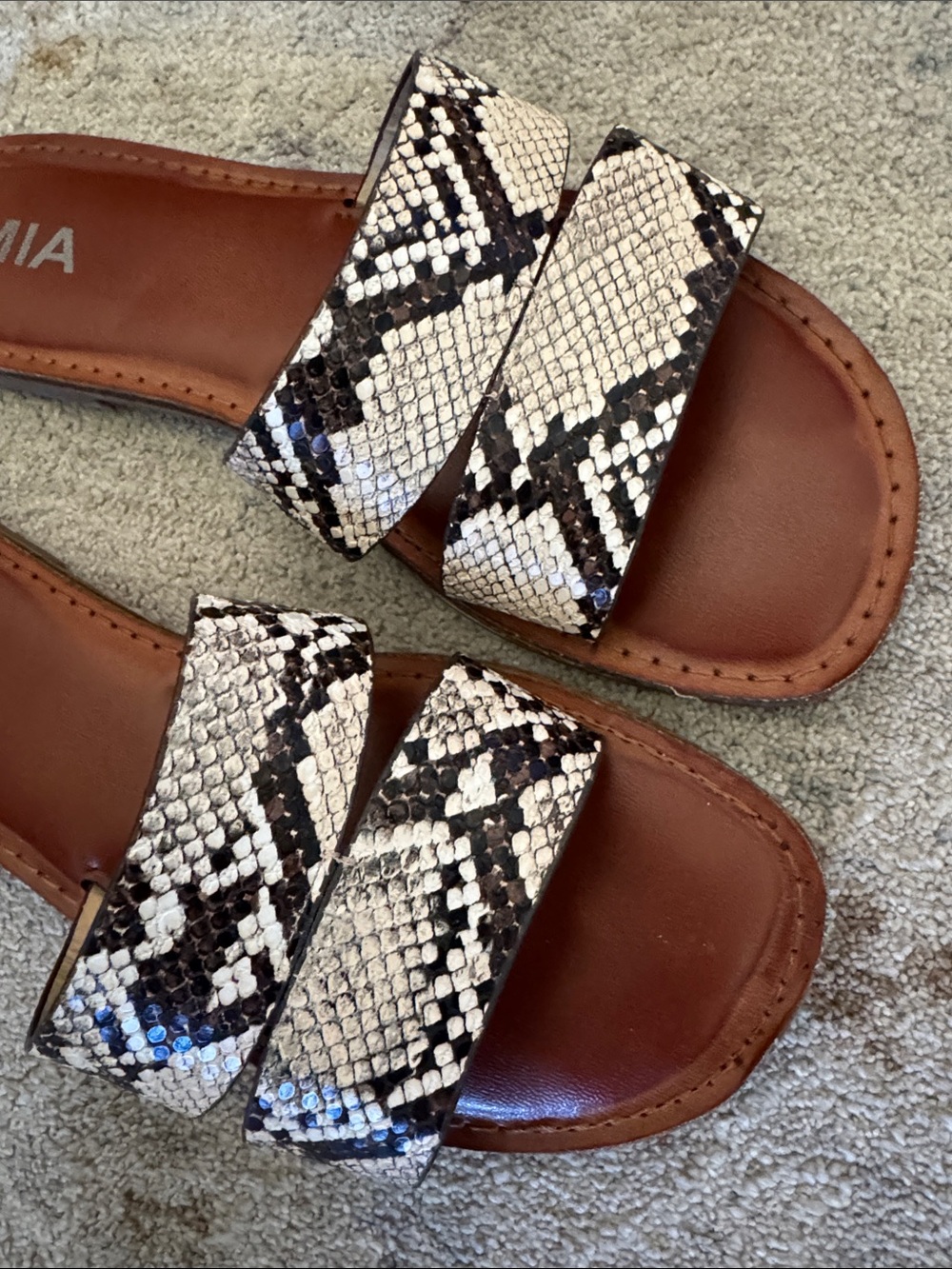 Mia Faux Snakeskin Slide Sandals Size 8